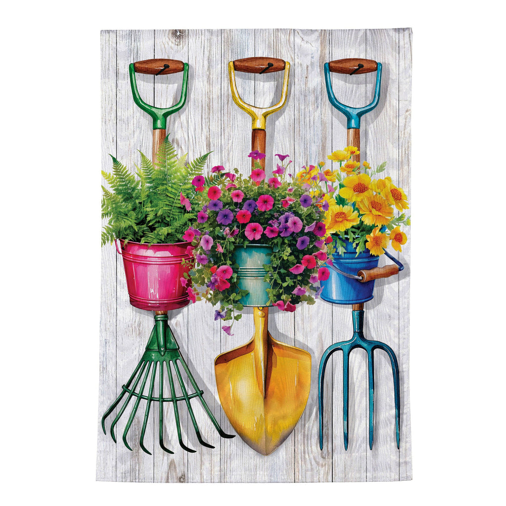 Garden Tool Trio Moire Garden Flag