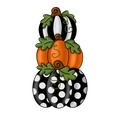 Stacked Pumpkins Black Stripe Orange and Polka Dot