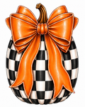 Wood Door Hanger — Black And White Pumpkin With Bow | UV...
