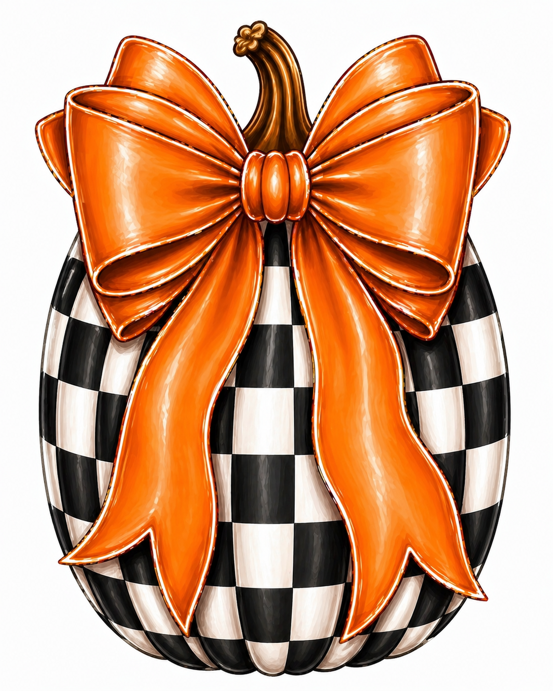 Wood Door Hanger — Black And White Pumpkin With Bow | UV...