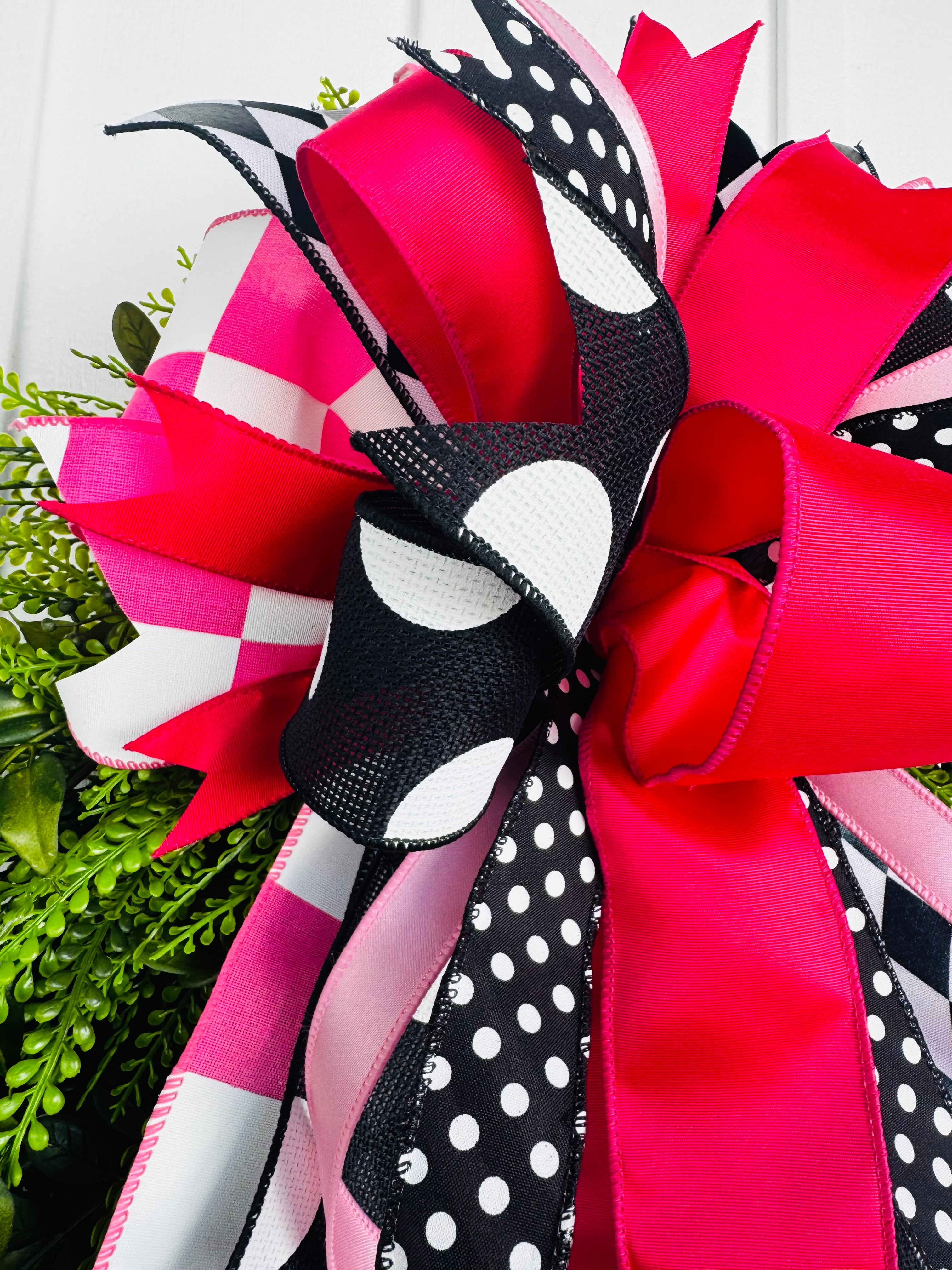 XLG Sassy Black, White & Pink Bow