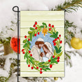 Joseph Mary Jesus Christmas Wreath Garden Flag