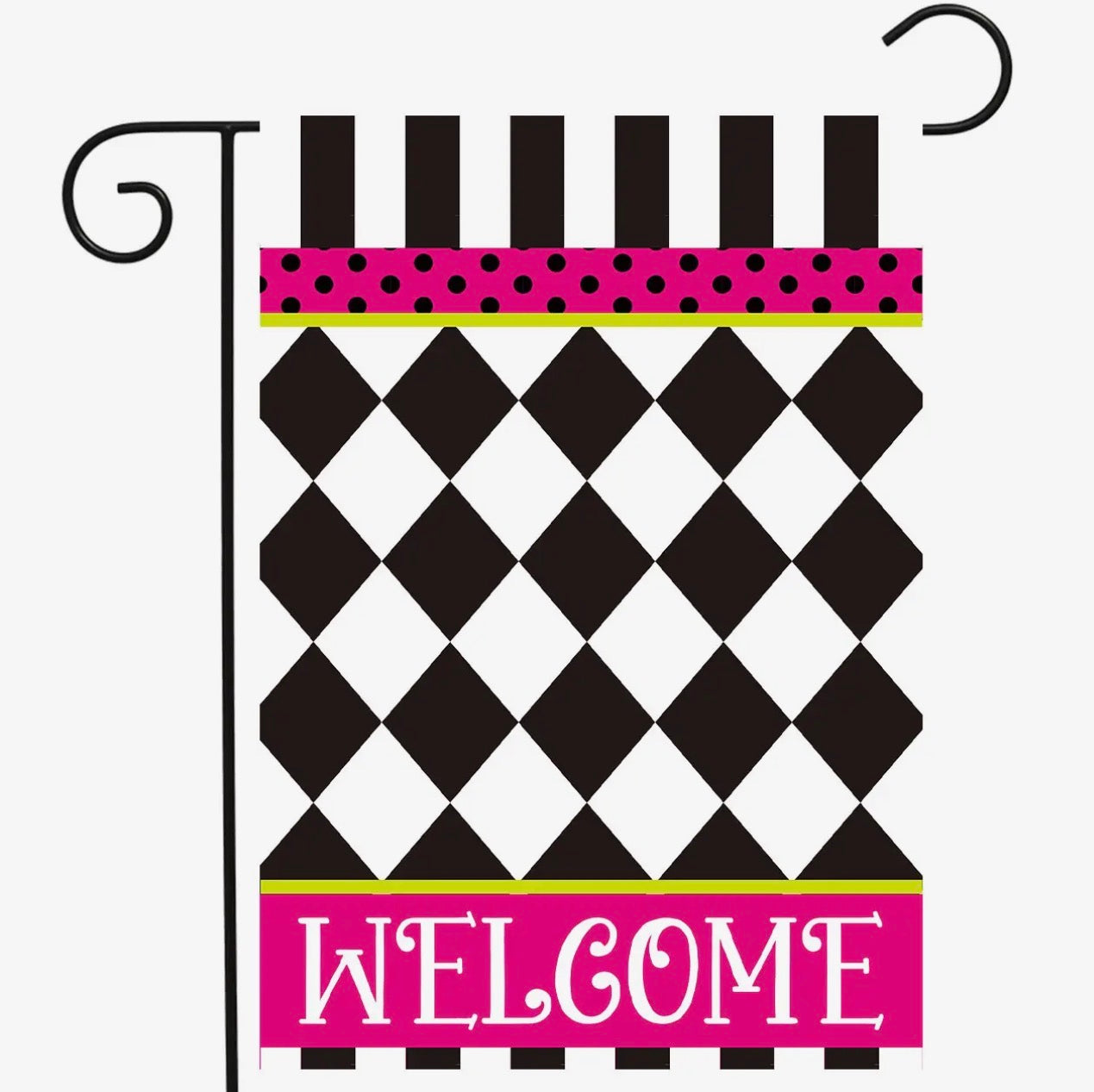 Neon Checkerboard Garden Flag