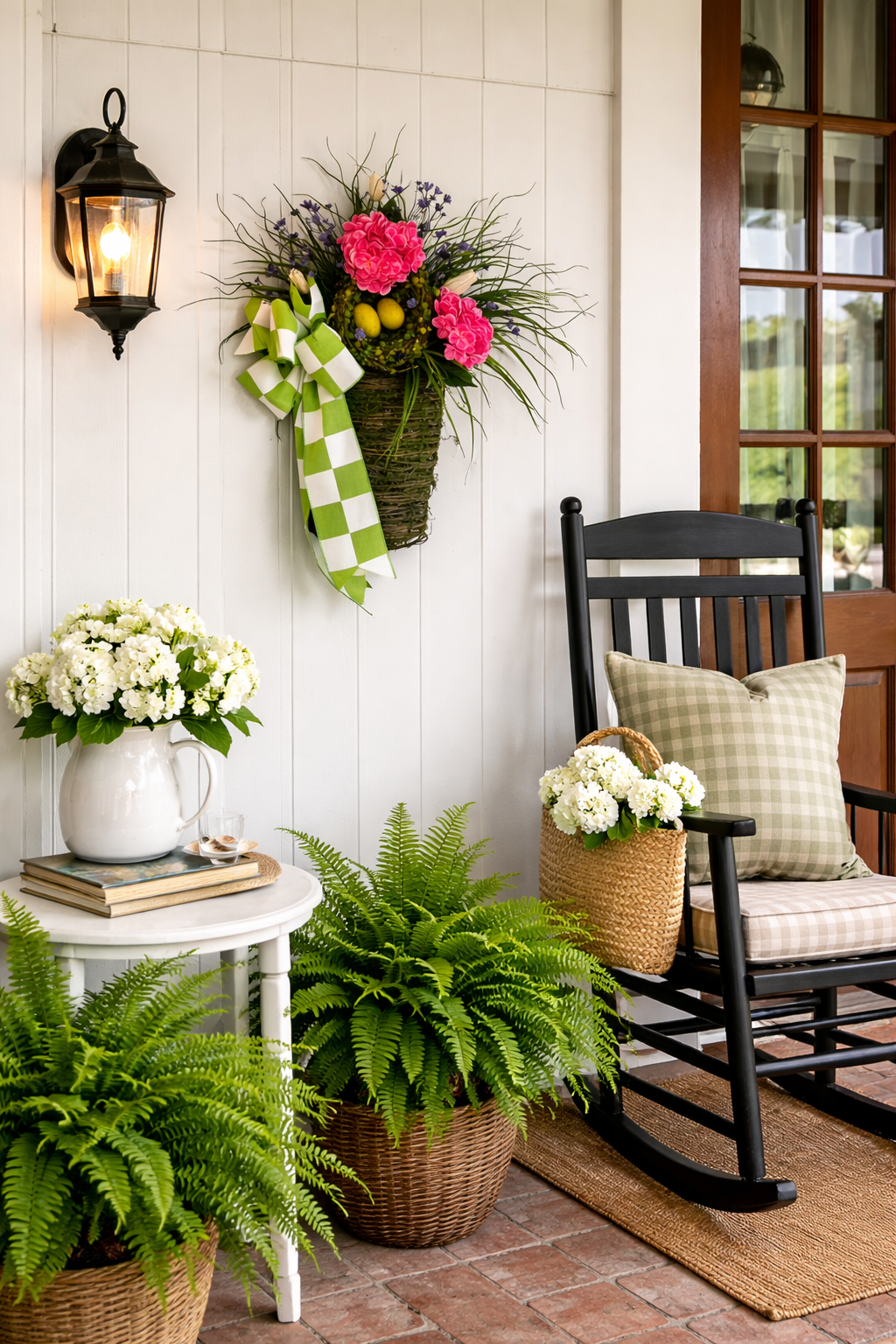Hanging Moss Vase with Geraniums