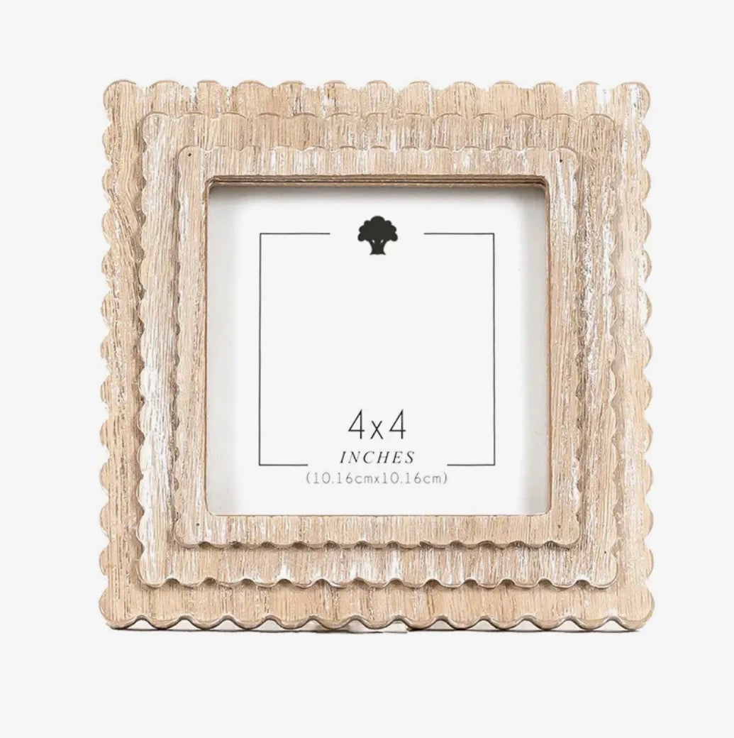 Beautiful square wood picture frame. Holds 4" x 4" x 1" picture.