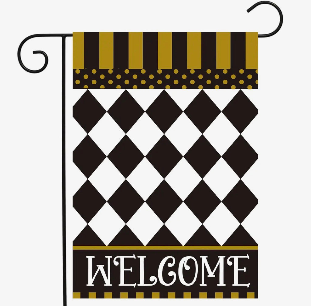 Black, White and Gold Garden Flag.