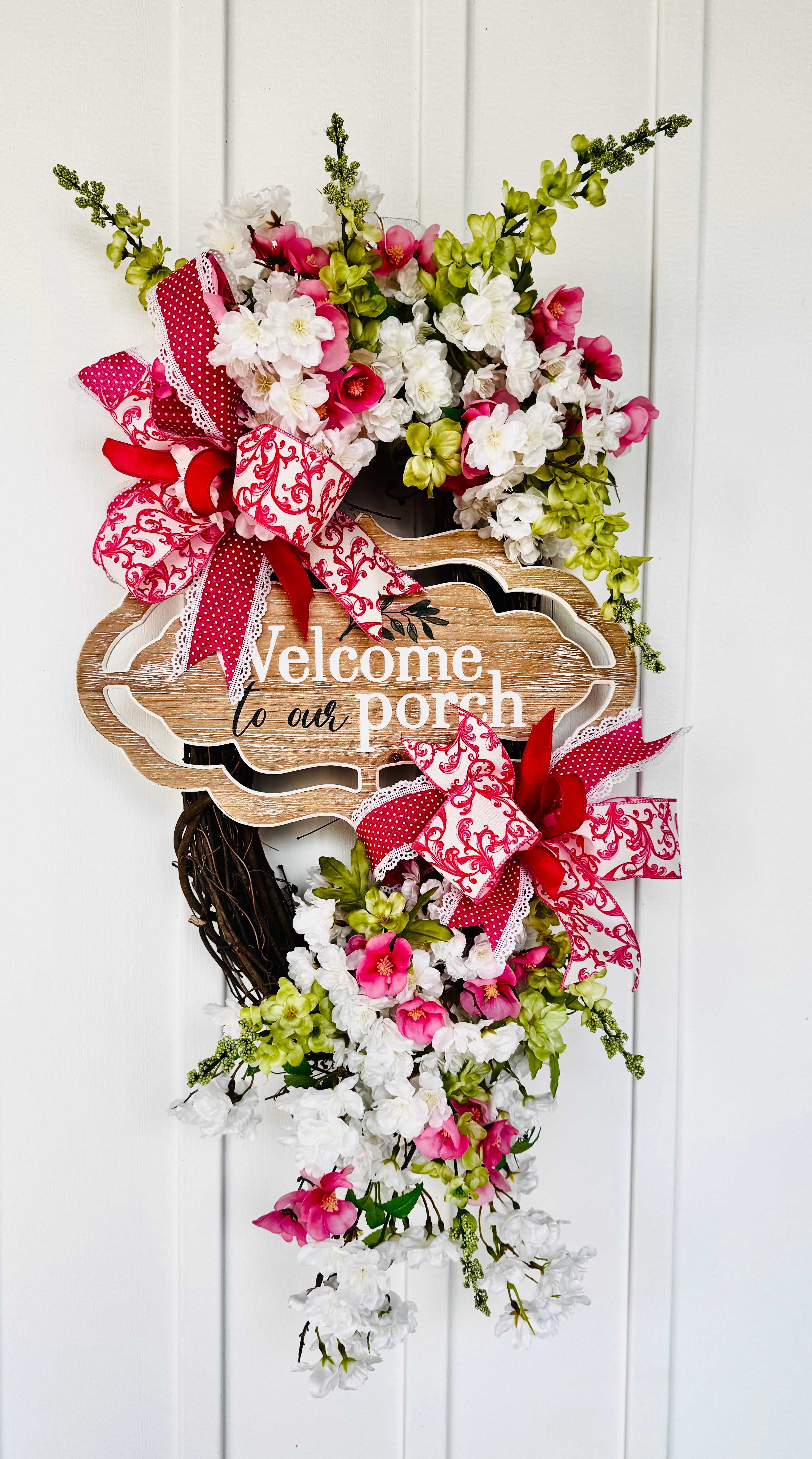 Welcome to our porch Cherry Blossoms Wreath