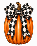 Wood Sign — Orange Pumpkin With Black Bow | UV Print |...