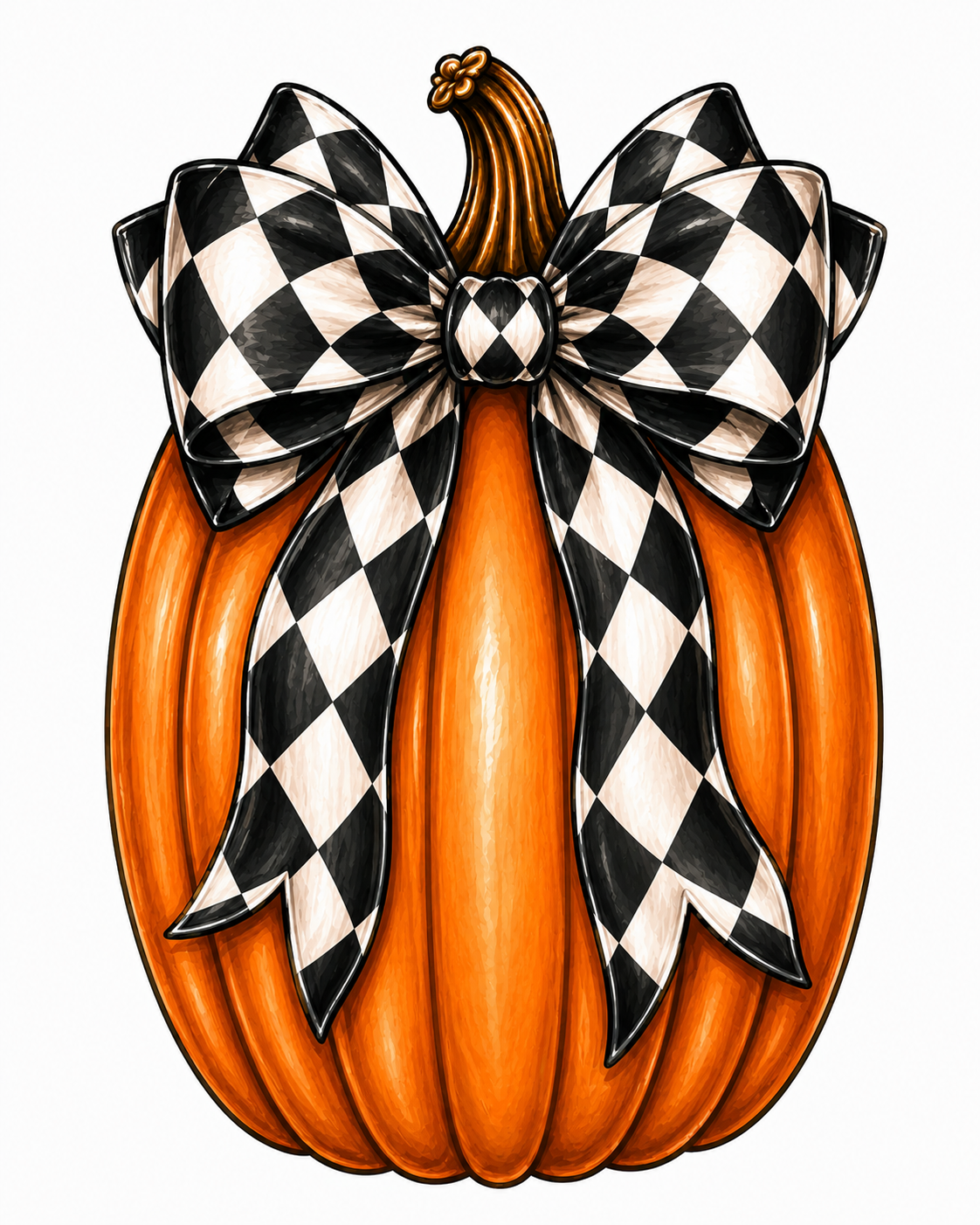 Wood Sign — Orange Pumpkin With Black Bow | UV Print |...