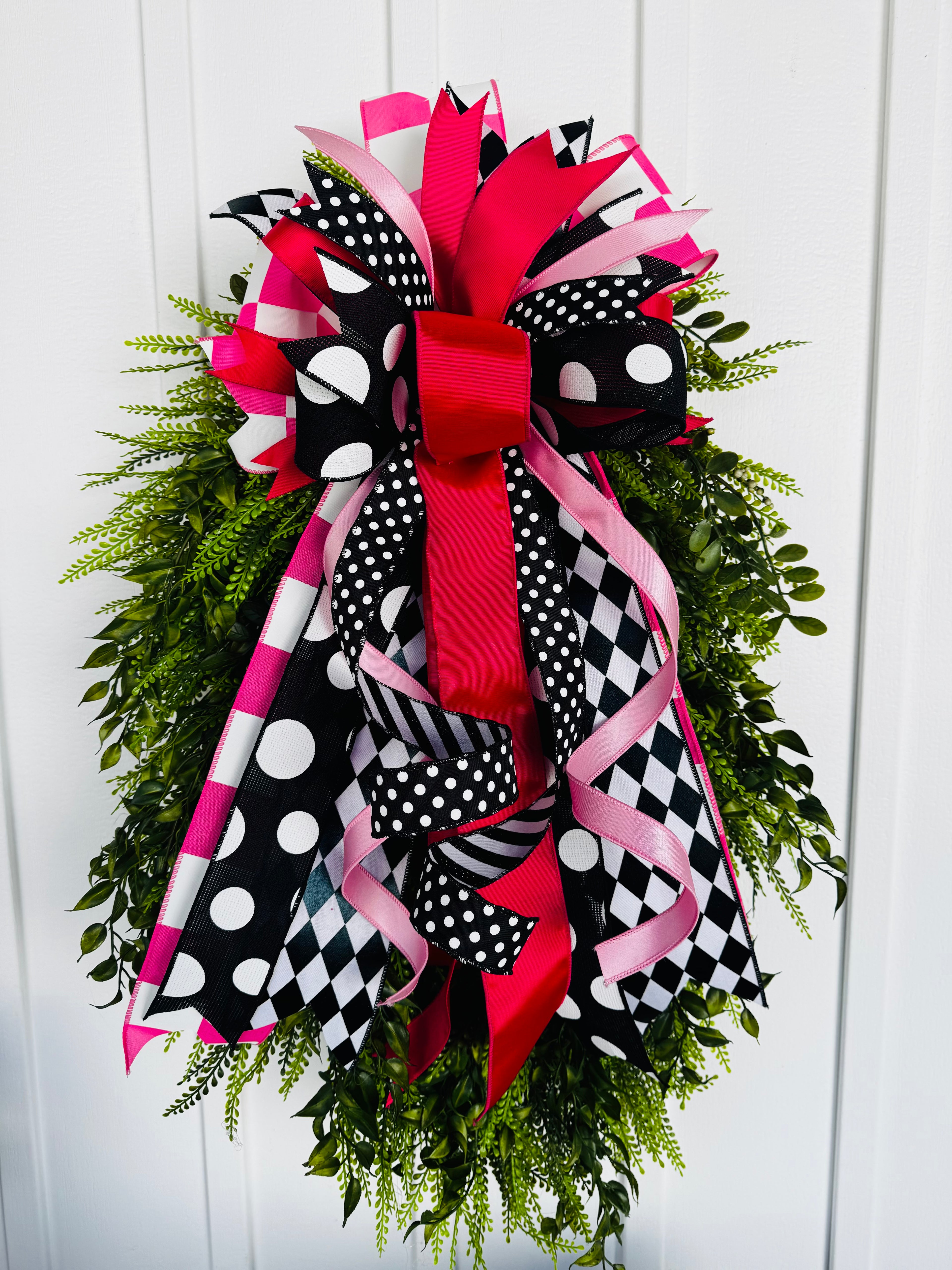 XLG Sassy Black, White & Pink Bow