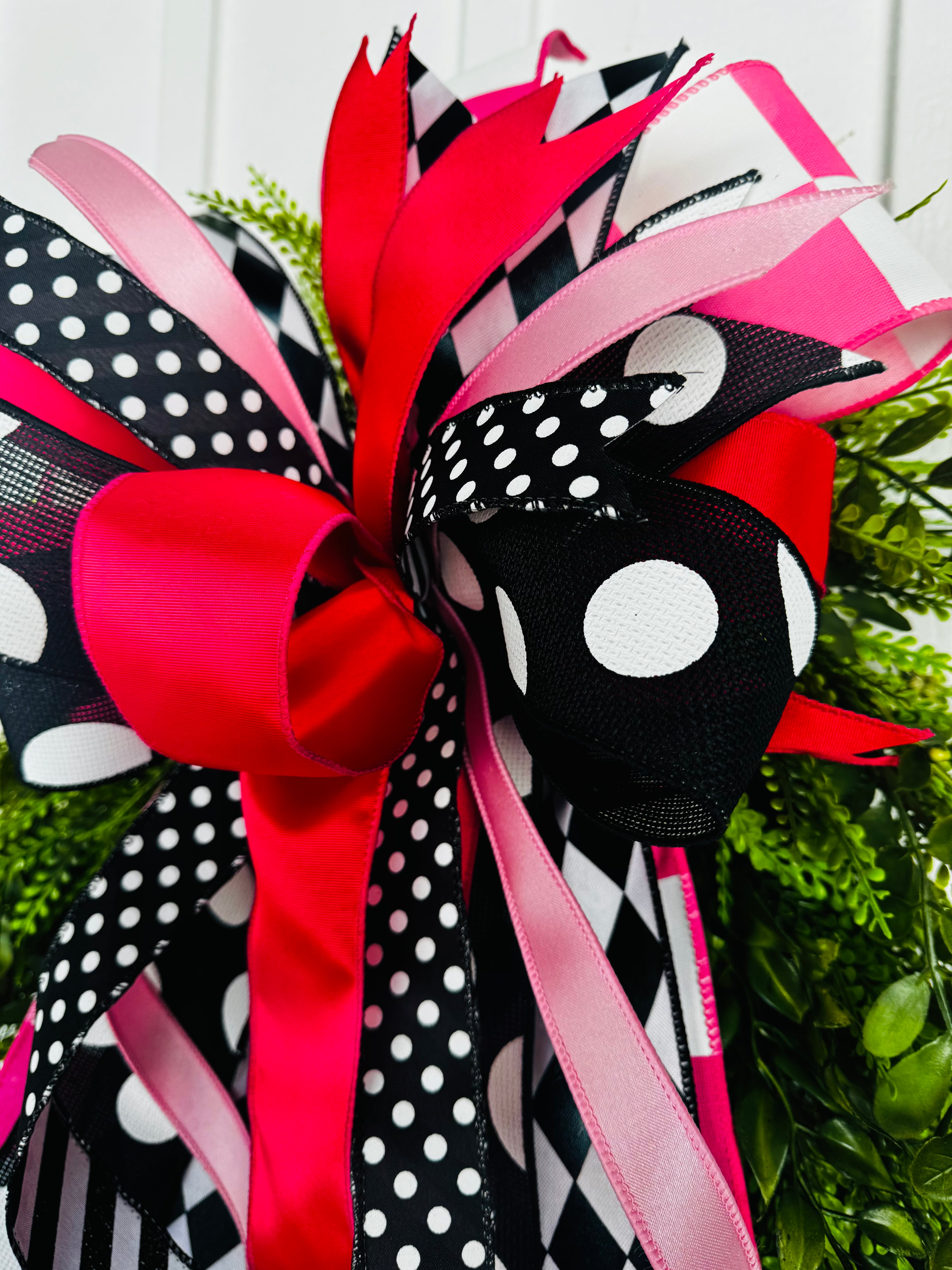 XLG Sassy Black, White & Pink Bow