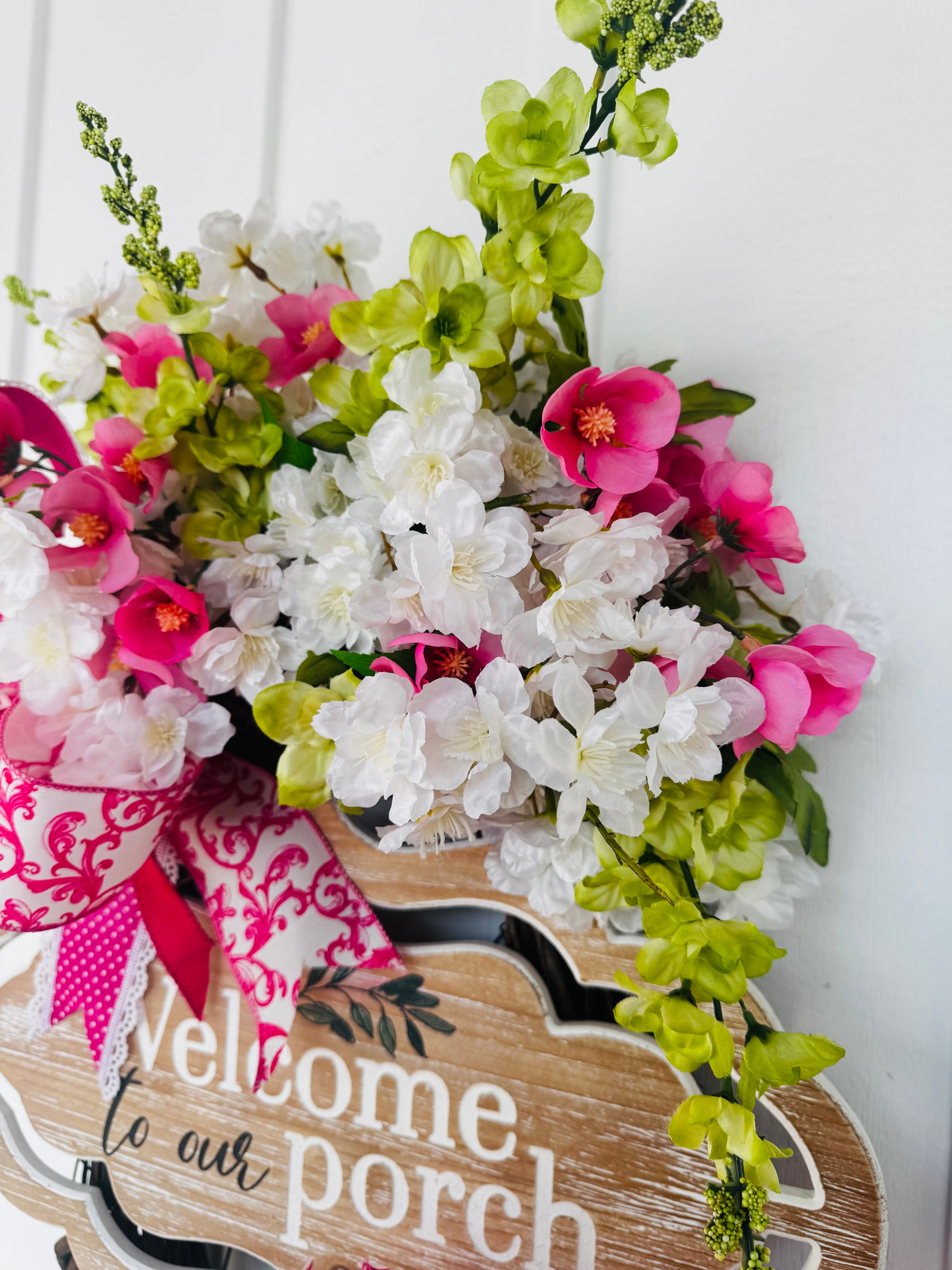 Welcome to our porch Cherry Blossoms Wreath