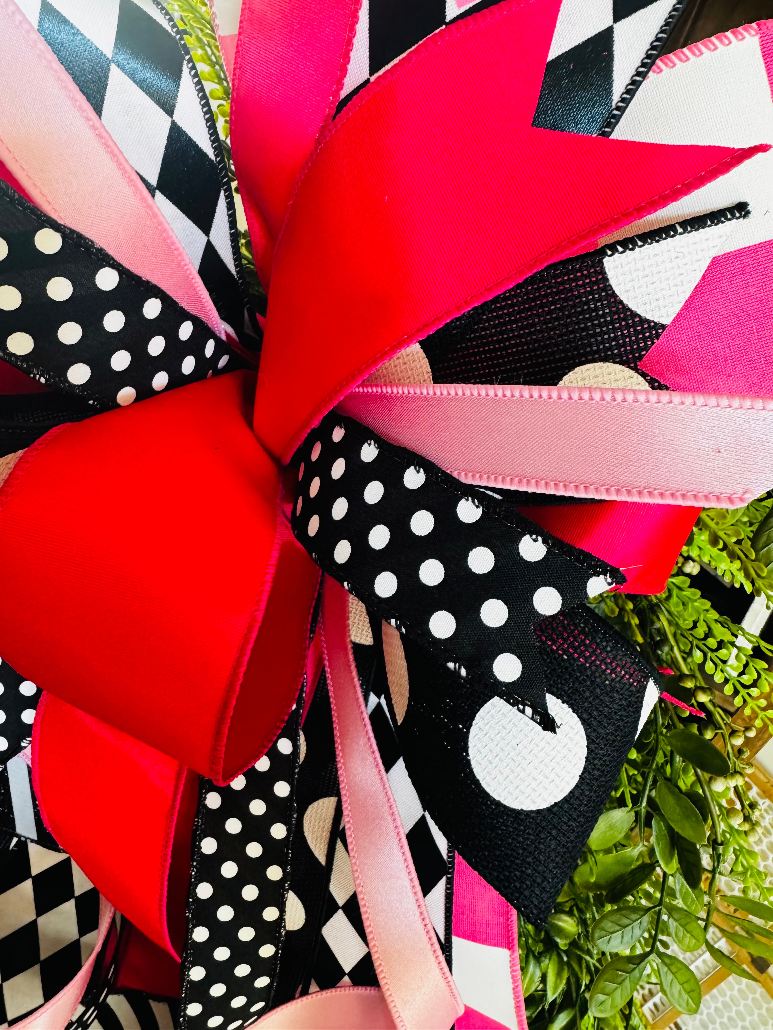 XLG Sassy Black, White & Pink Bow