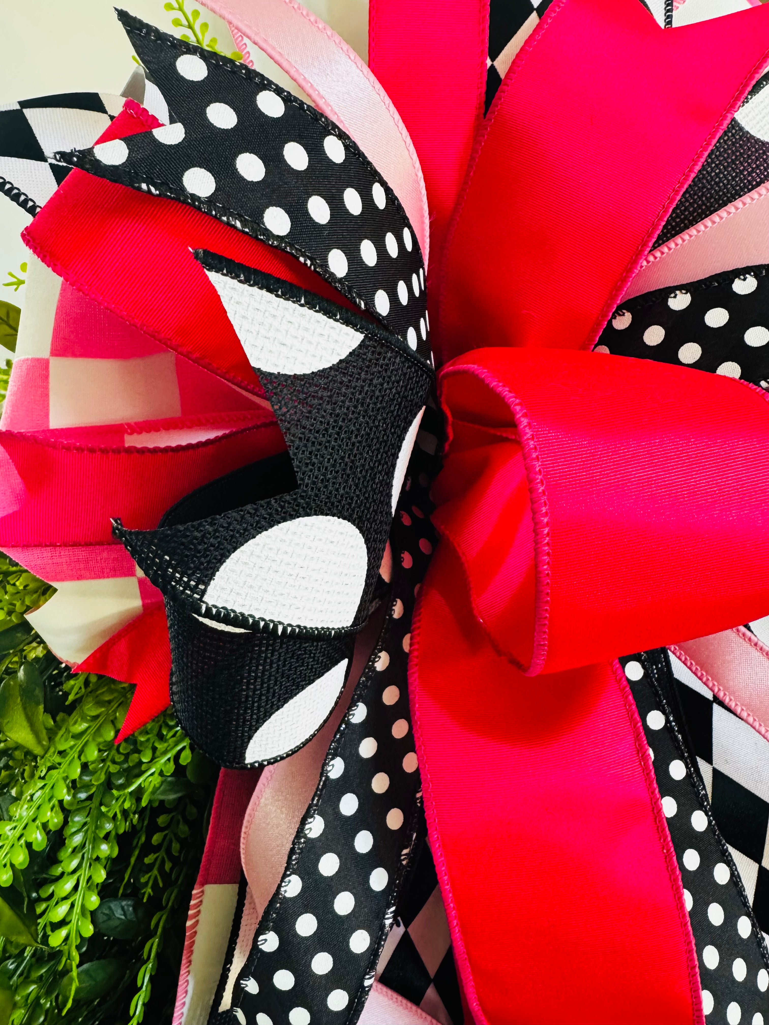 XLG Sassy Black, White & Pink Bow