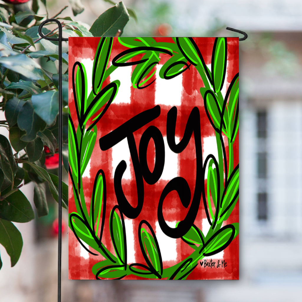 Joy Red Buffalo Garden Flag