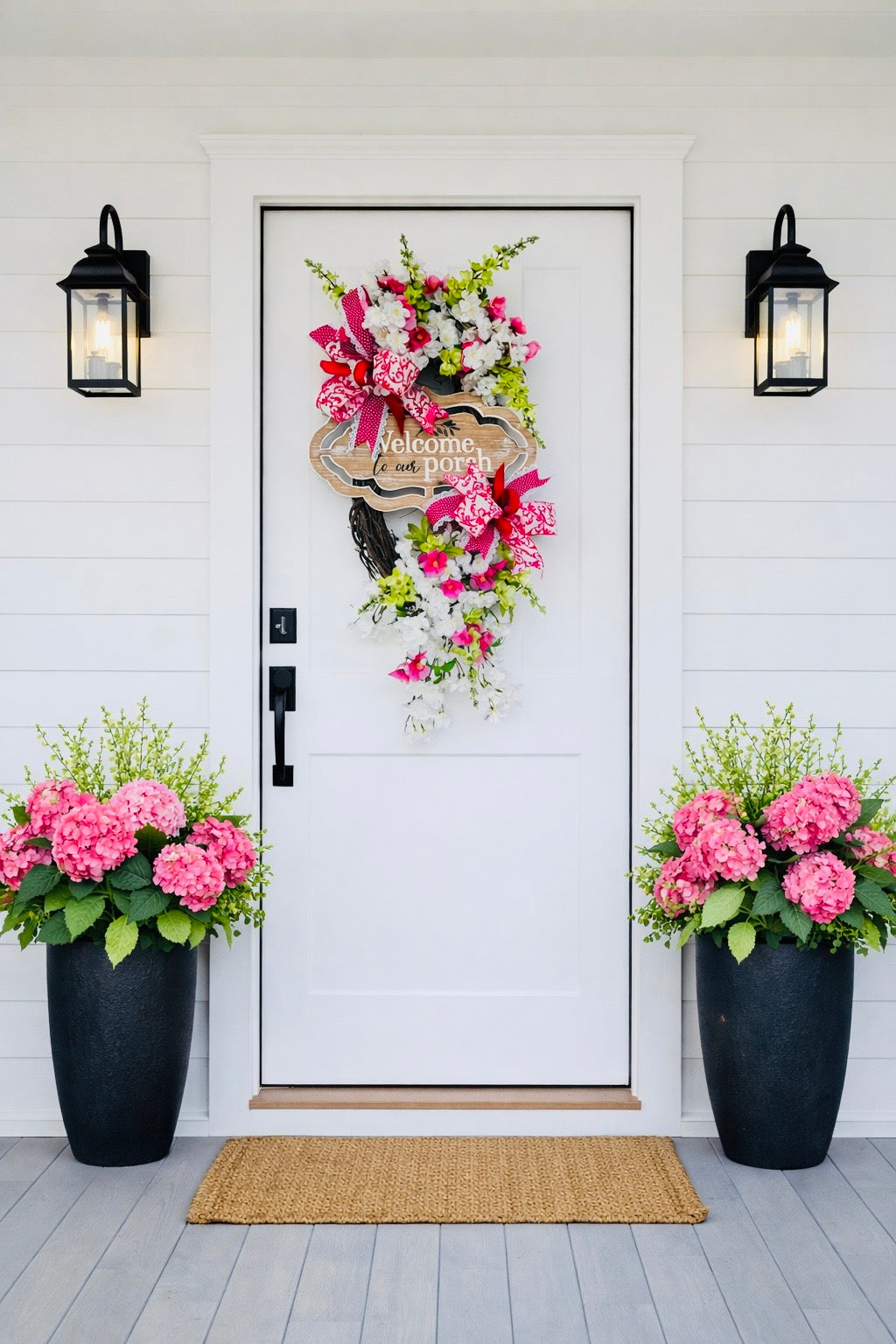 Welcome to our porch Cherry Blossoms Wreath