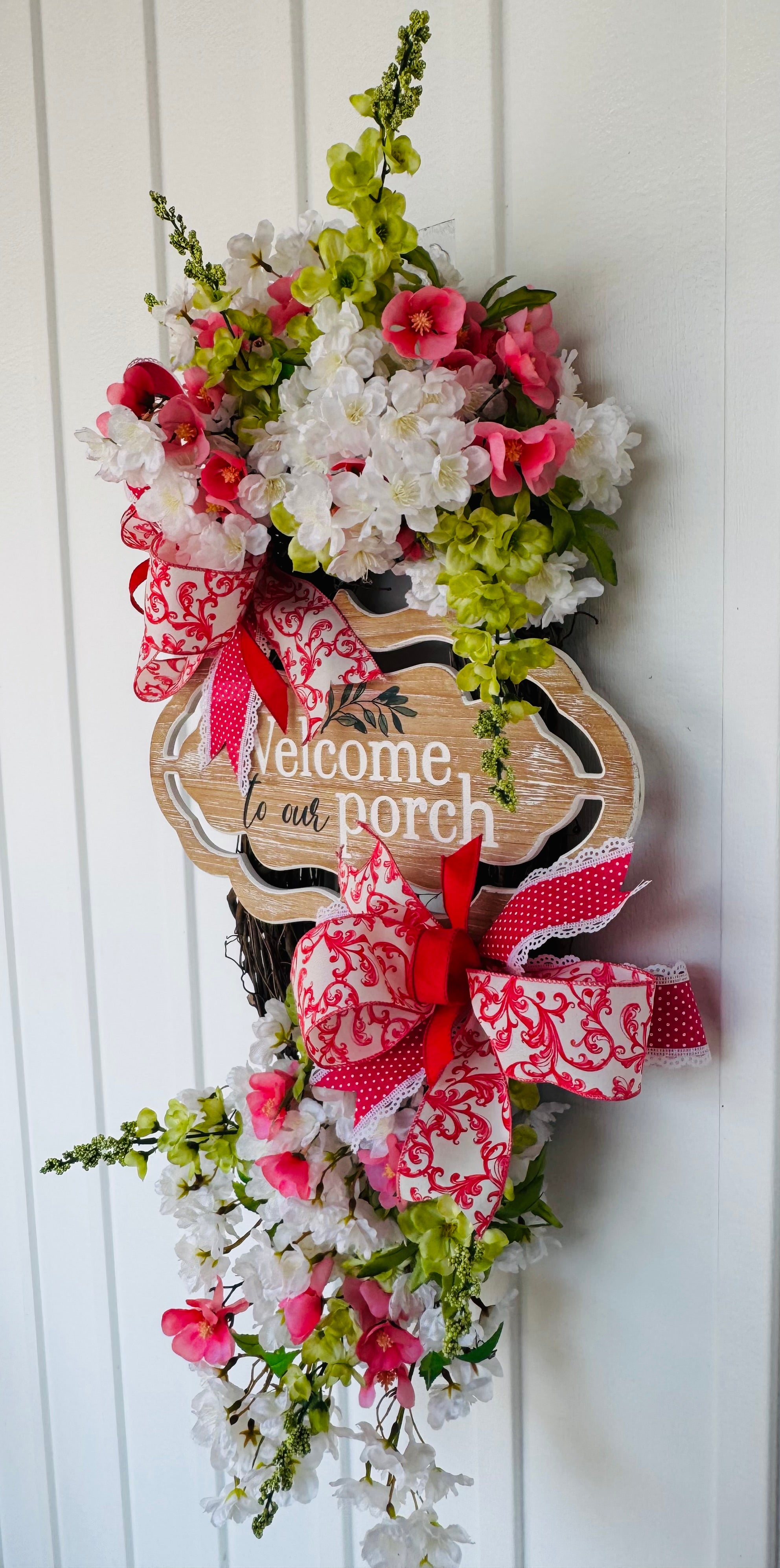 Welcome to our porch Cherry Blossoms Wreath