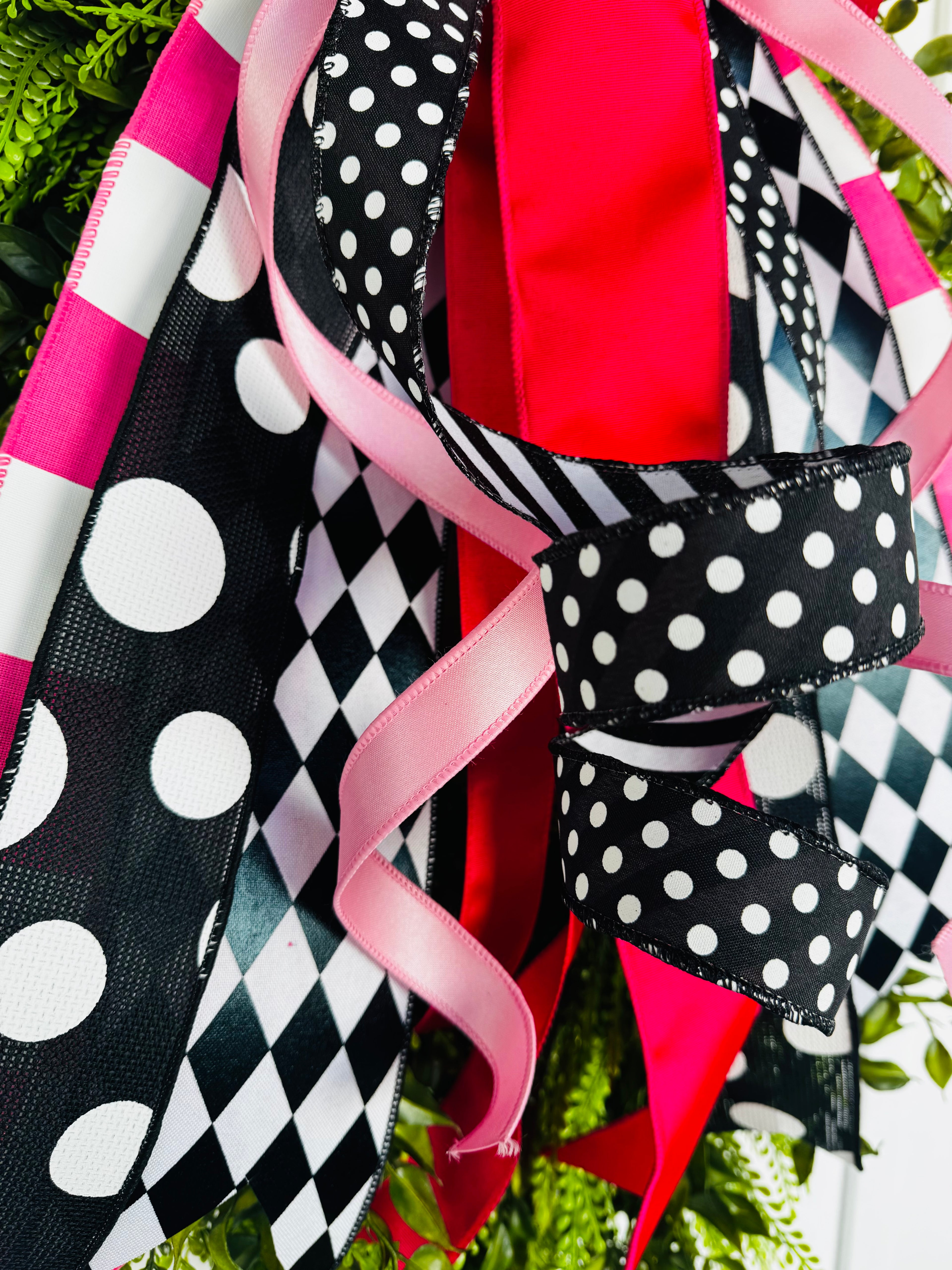 XLG Sassy Black, White & Pink Bow