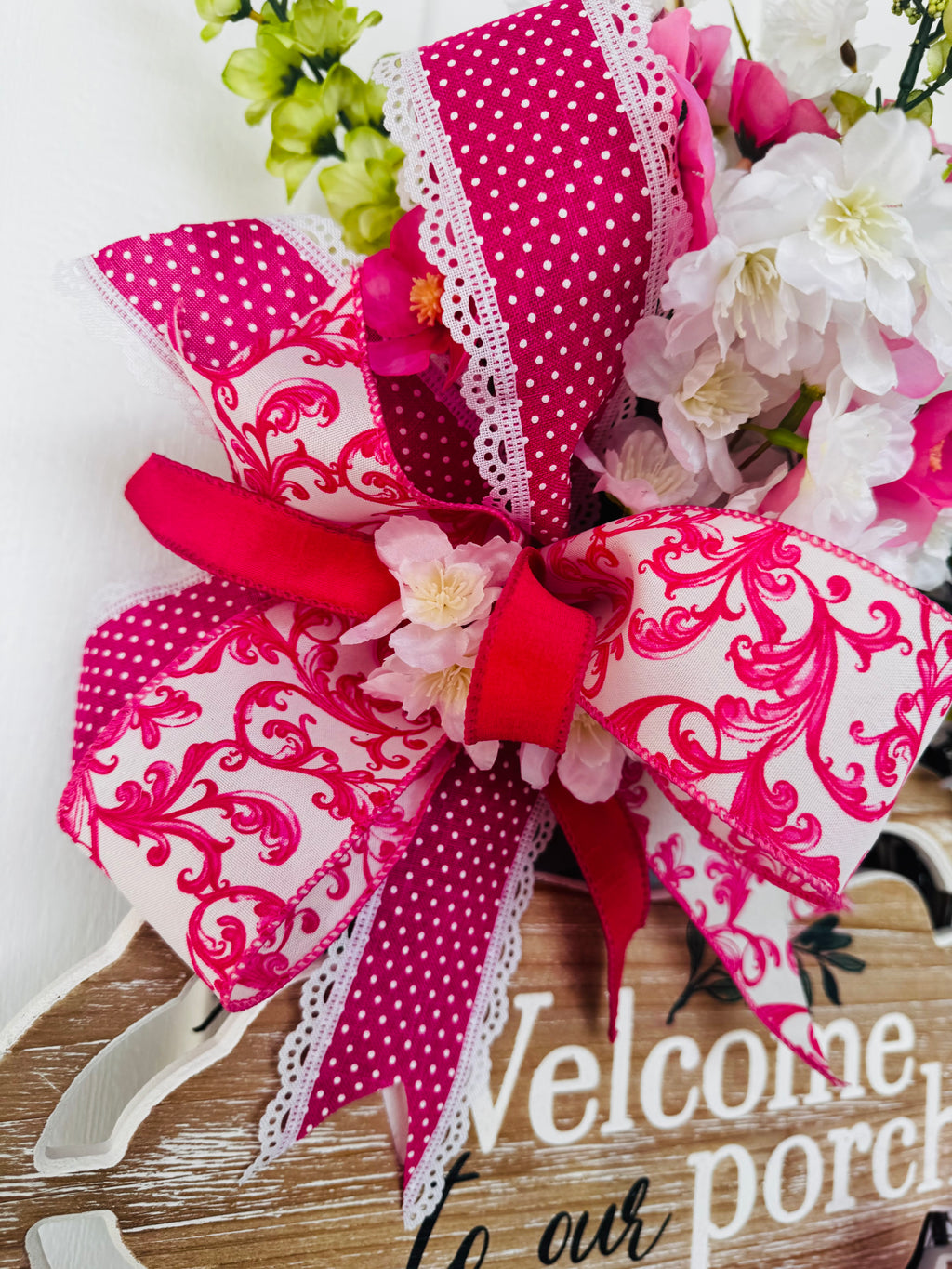 Welcome to our porch Cherry Blossoms Wreath