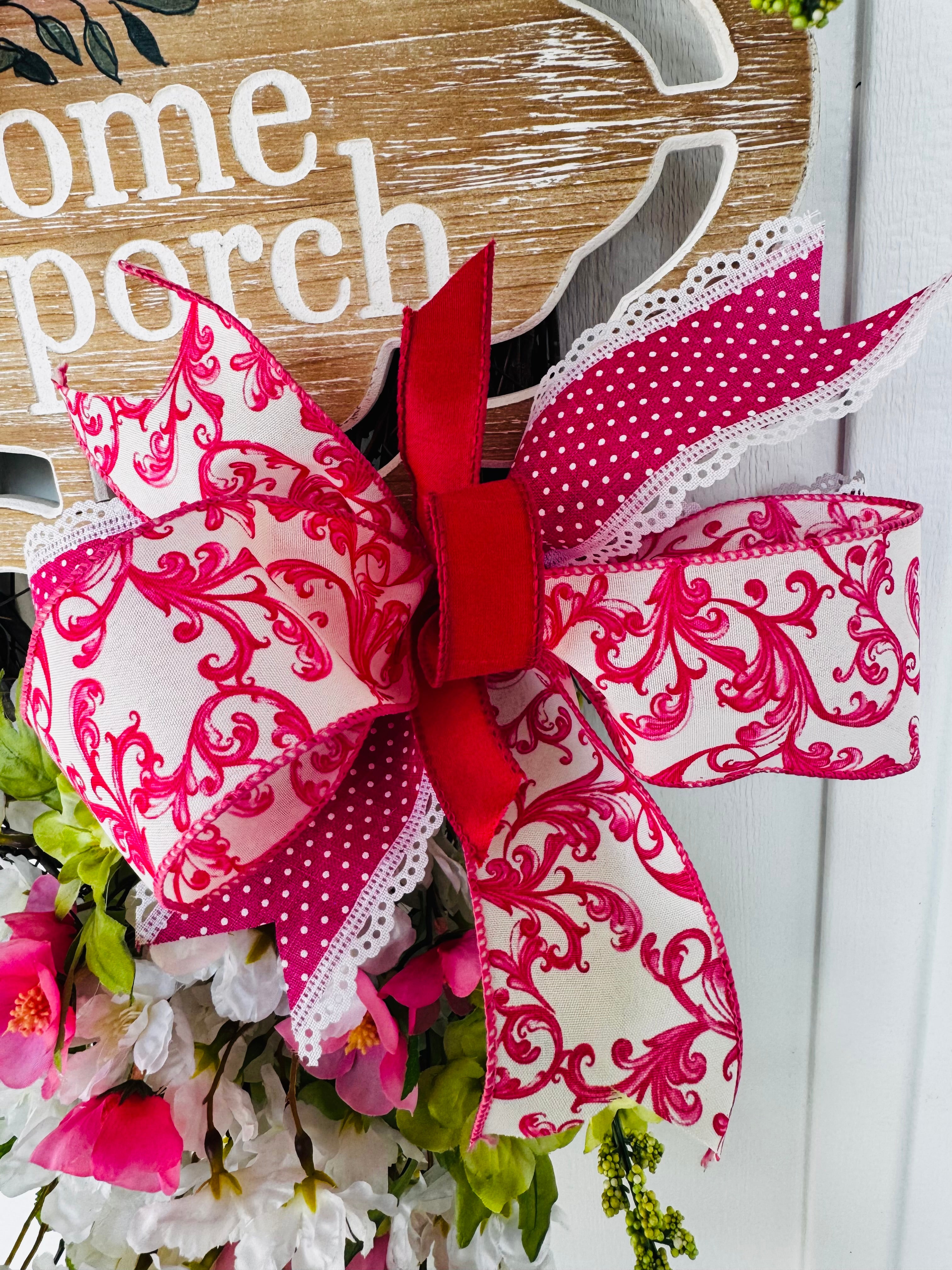 Welcome to our porch Cherry Blossoms Wreath