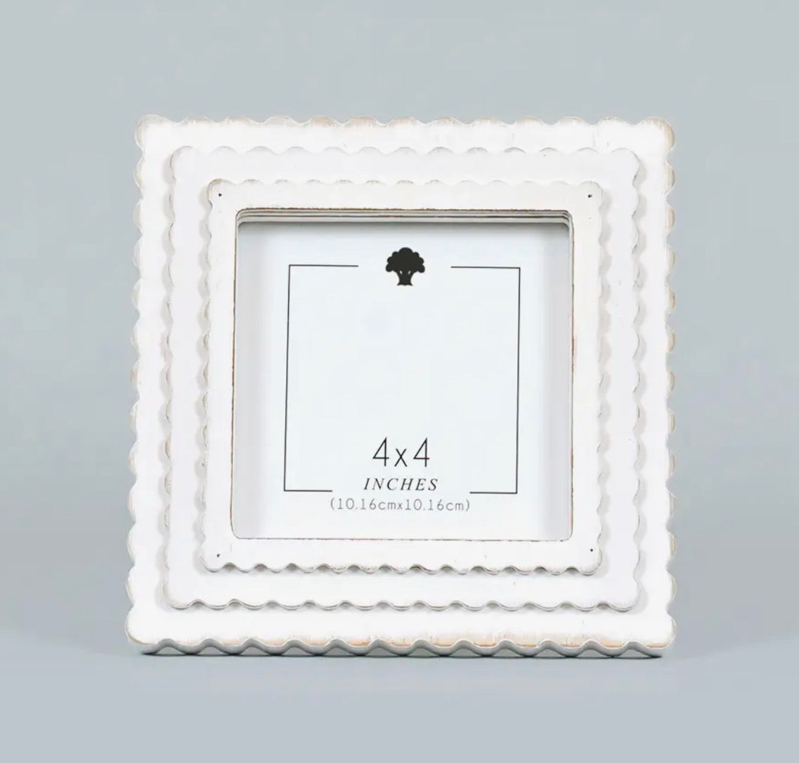 Scalloped White Wood Frame