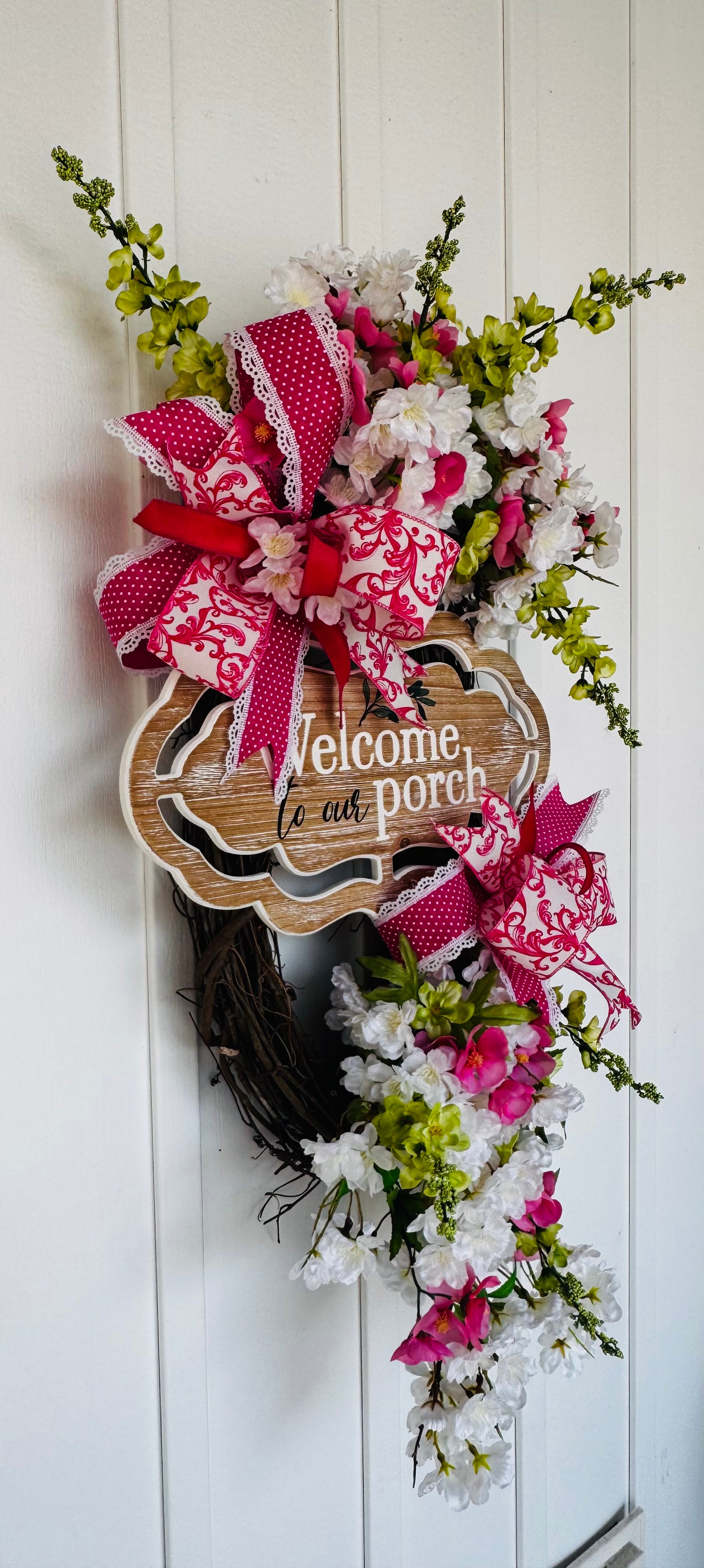 Welcome to our porch Cherry Blossoms Wreath