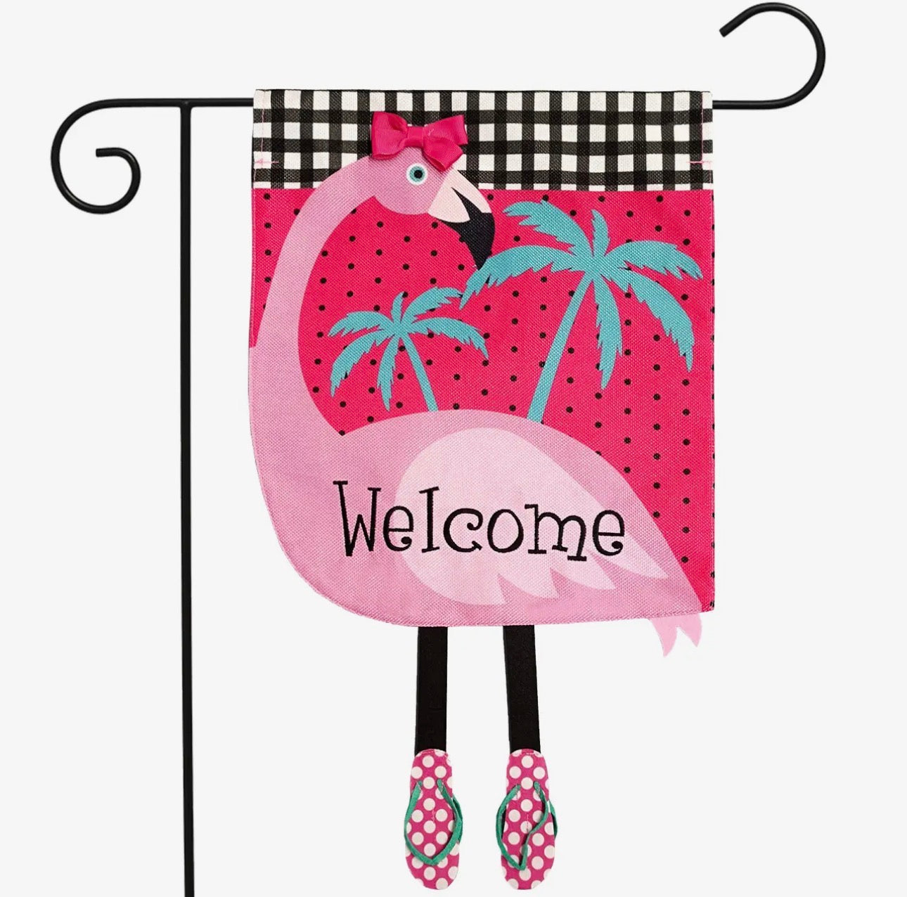 Fancy Flamingo Burlap Garden Flag