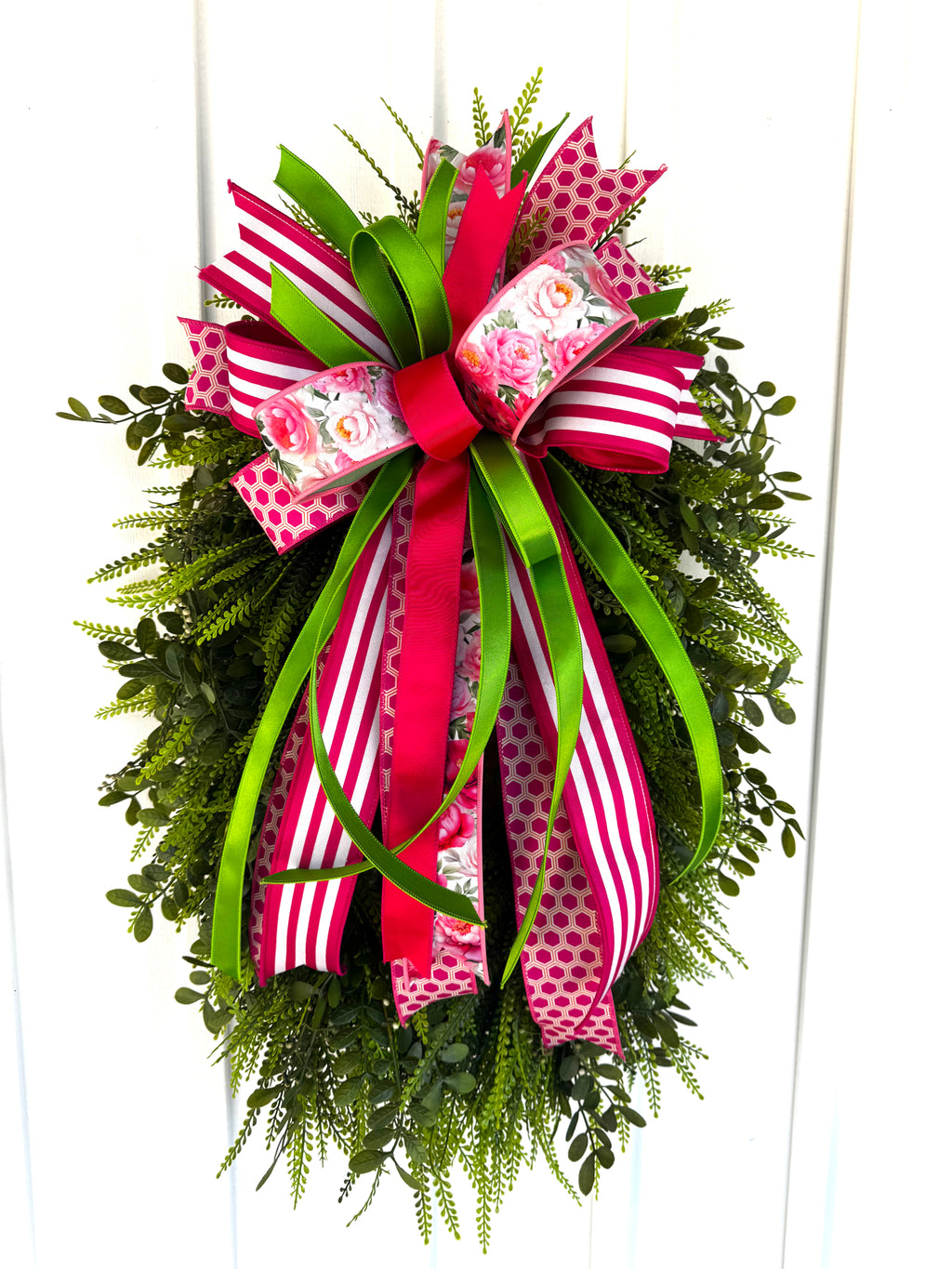 XLG Sassy Striped, Floral & Lime Green Bow.