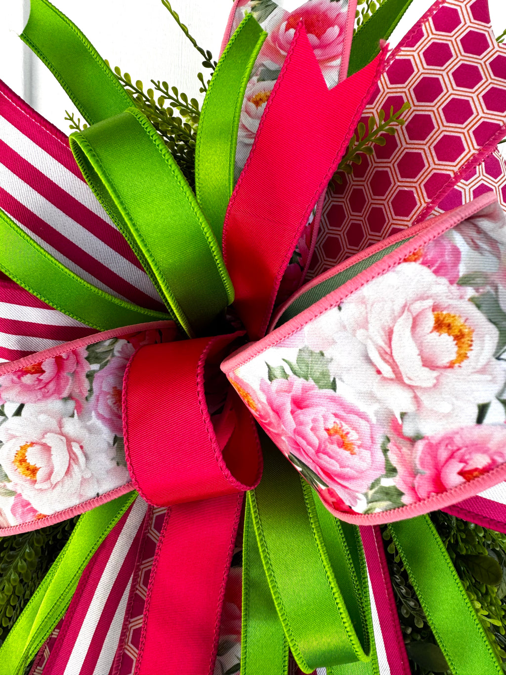 XLG Sassy Striped, Floral & Lime Green Bow.