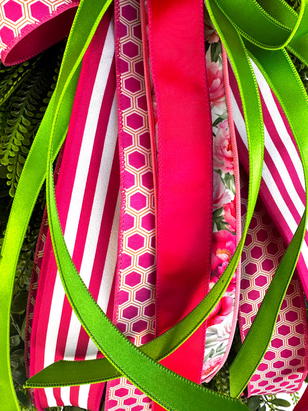 XLG Sassy Striped, Floral & Lime Green Bow.