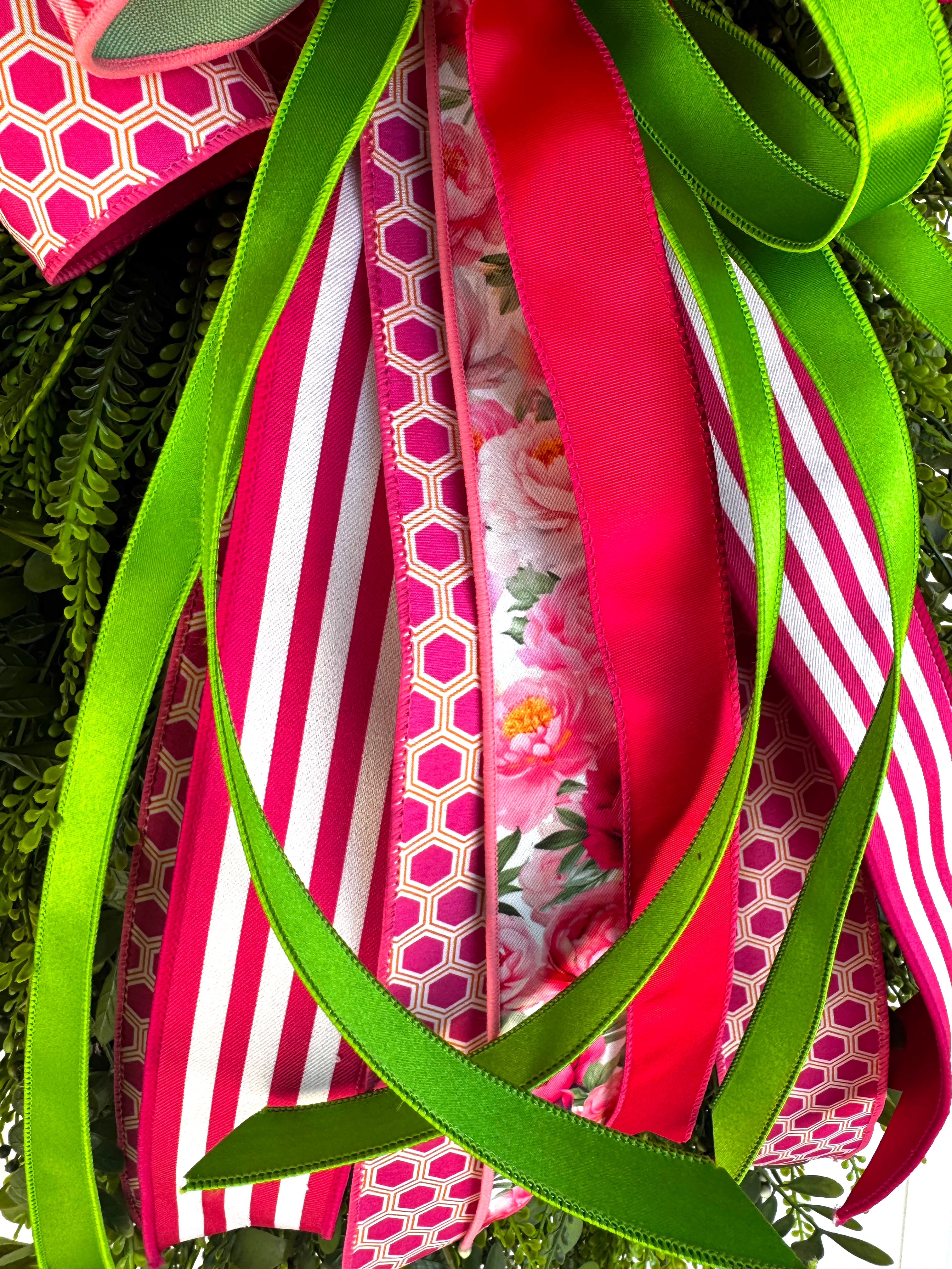XLG Sassy Striped, Floral & Lime Green Bow.