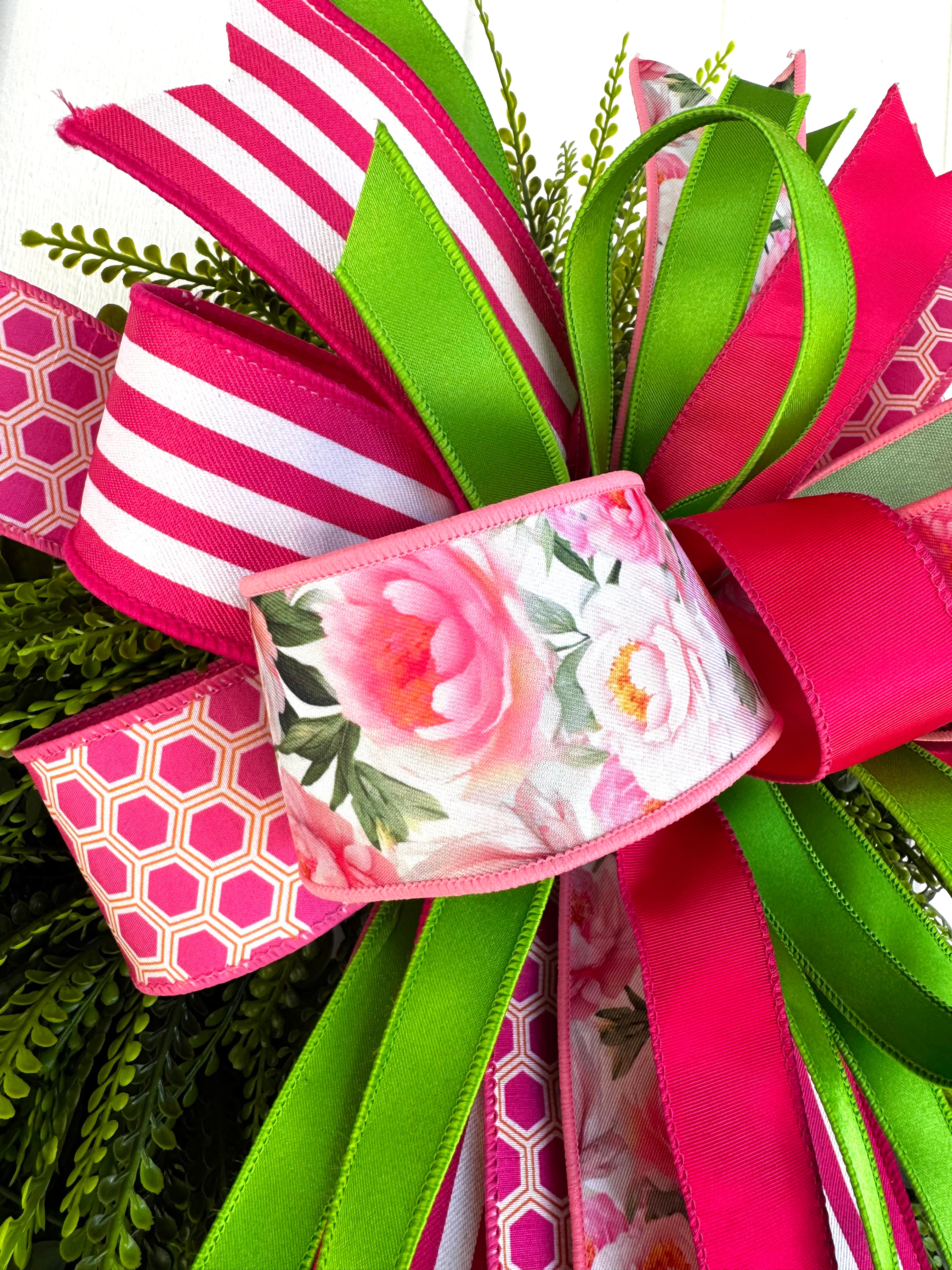 XLG Sassy Striped, Floral & Lime Green Bow.
