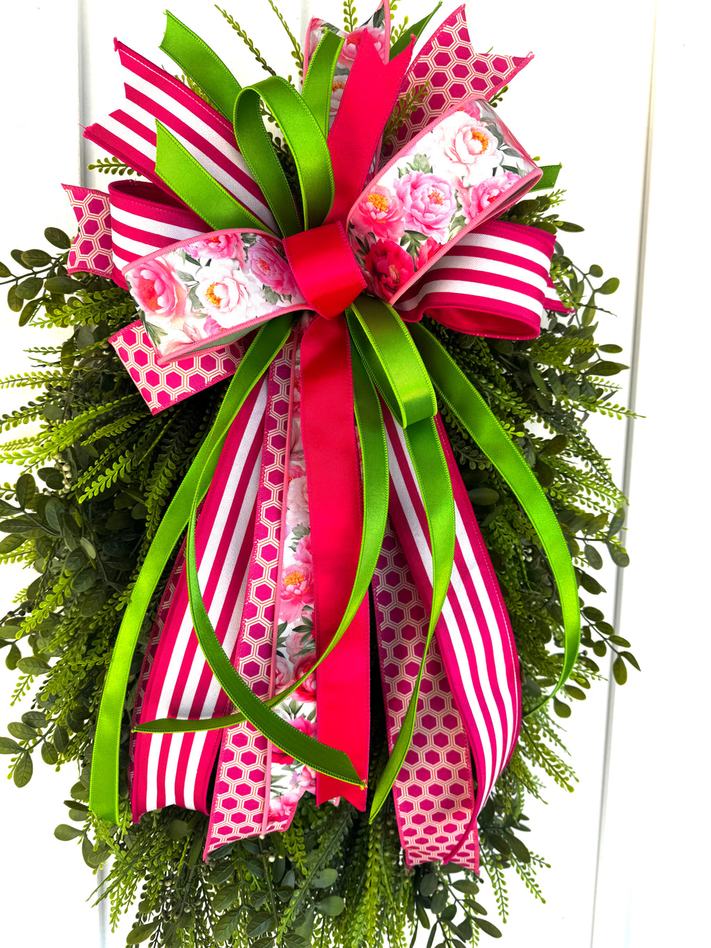 XLG Sassy Striped, Floral & Lime Green Bow.