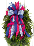 XLG Chinoiserie Pink & Navy Blue Bow