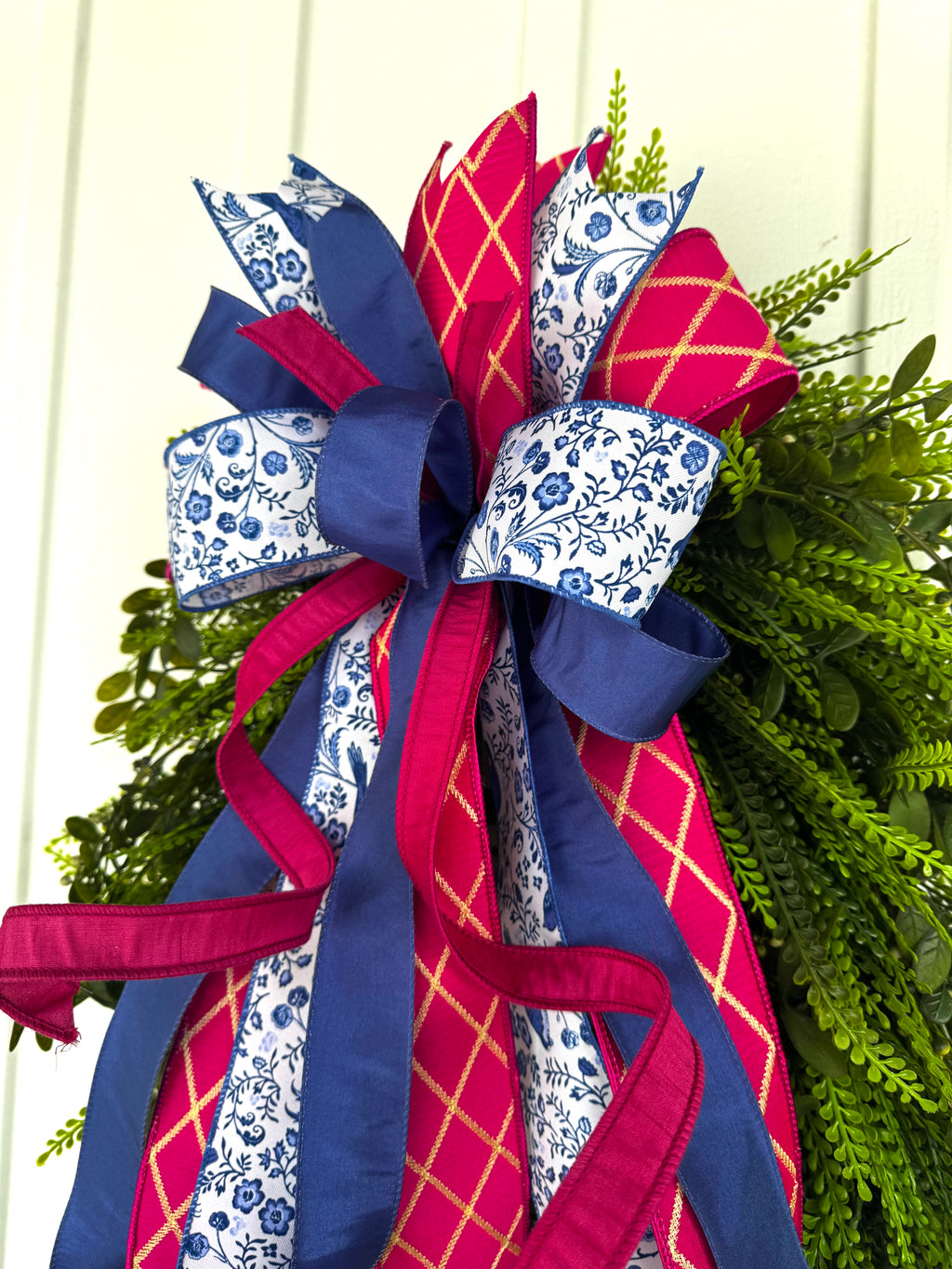 XLG Chinoiserie Pink & Navy Blue Bow