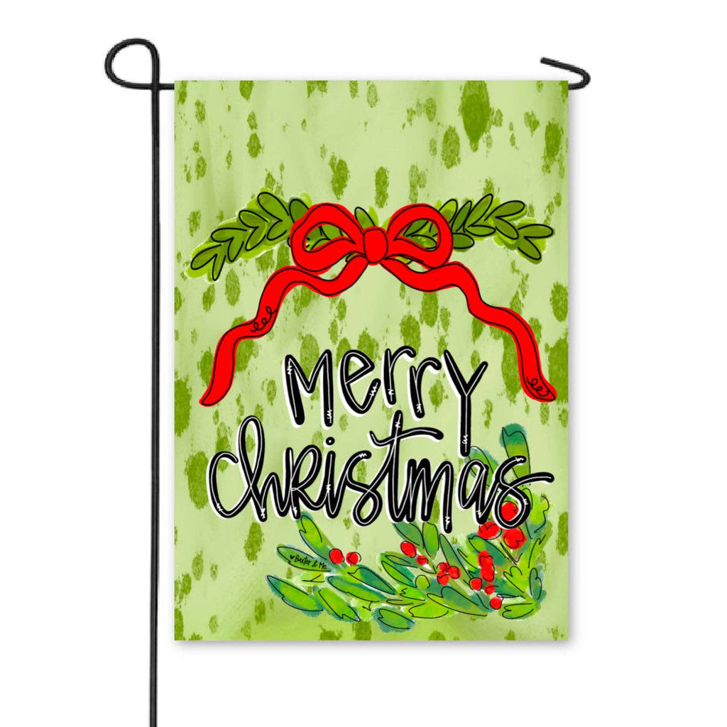 Merry Christmas Red Ribbon  Garden Flag