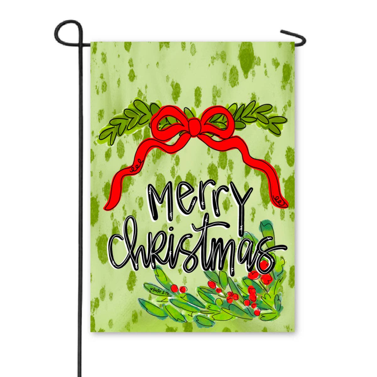 Merry Christmas Red Ribbon  Garden Flag