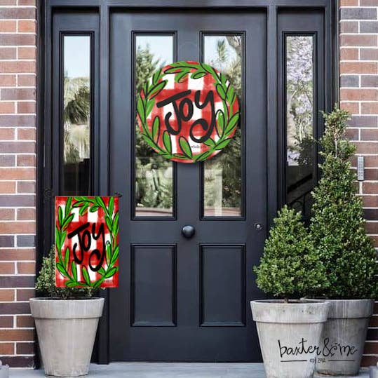 Joy Red Buffalo Garden Flag